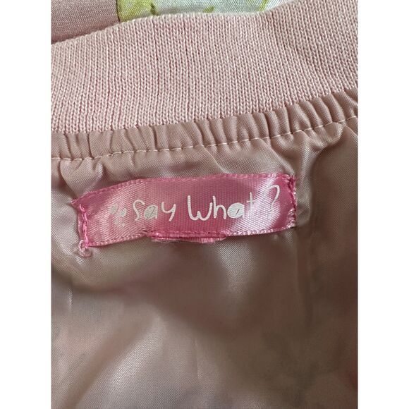 Say What Pink Satin Floral Bomber Jacket Girls size Large 14/16 - Picture 3 of 9